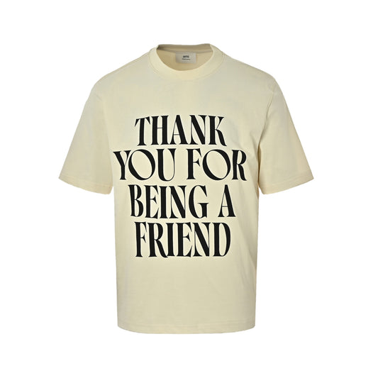 AMI Paris Thank You For Being A Friend Graphic T-Shirt — Cream