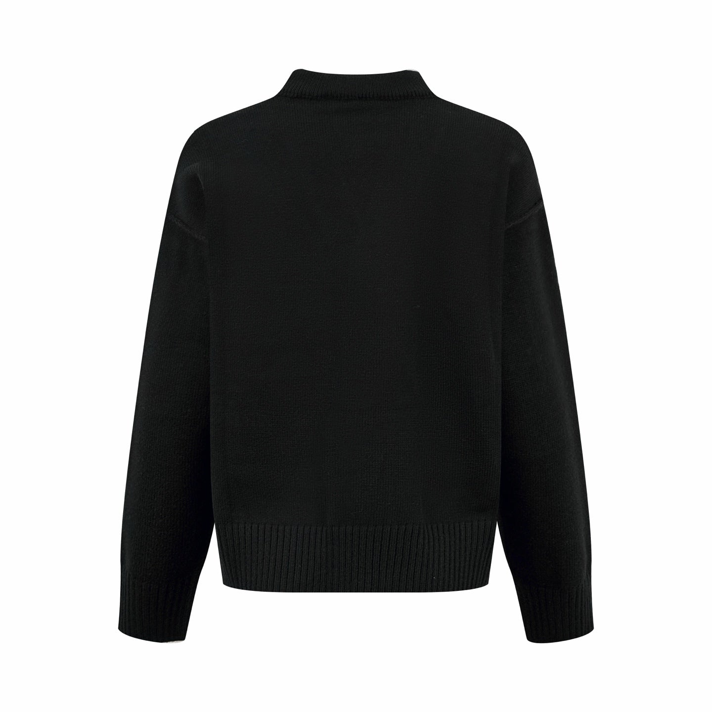 AMI Paris Ami de Cœur V-Neck Wool Cardigan — Black