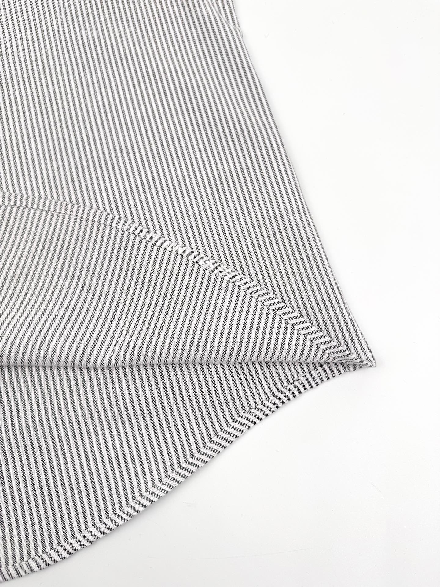 AMI Paris Ami de Cœur Pinstripe Cotton Long-Sleeve Shirt — Black & White
