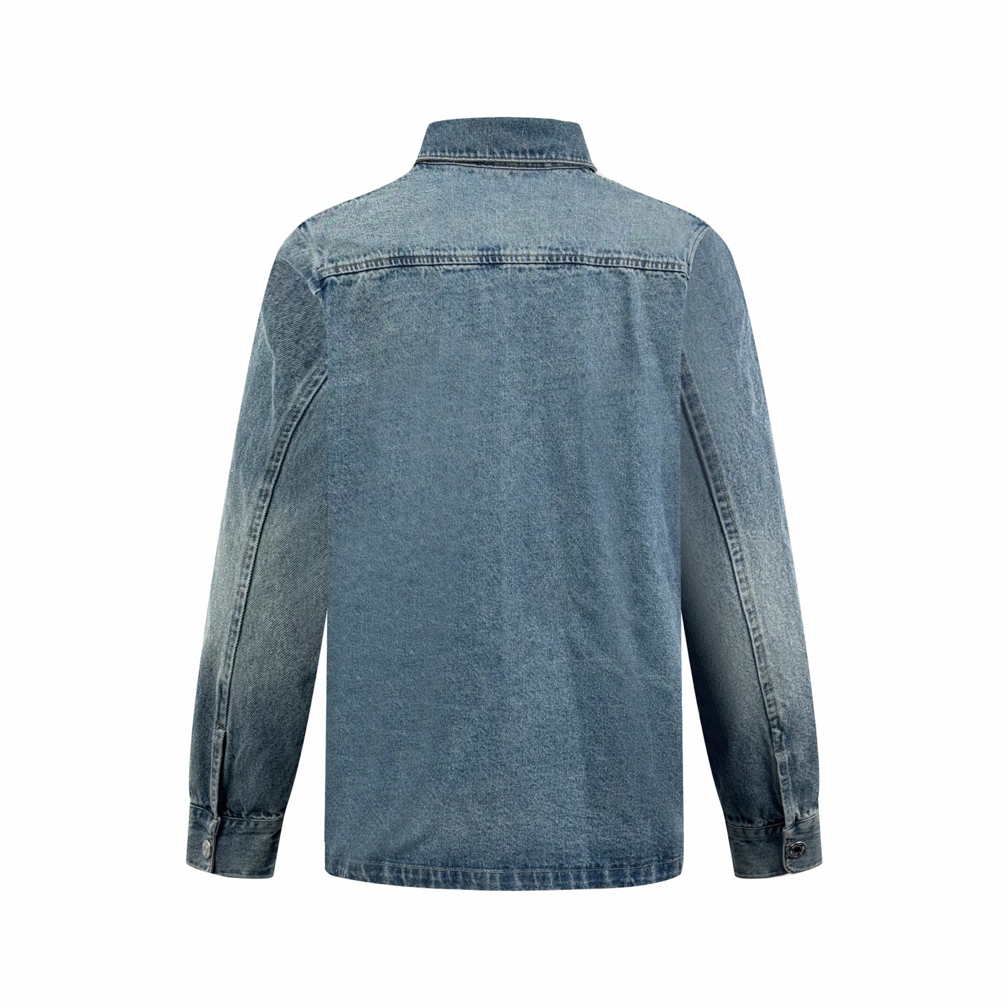 AMI Paris Ami de Cœur Oversized Logo Denim Shirt — Light Blue Wash