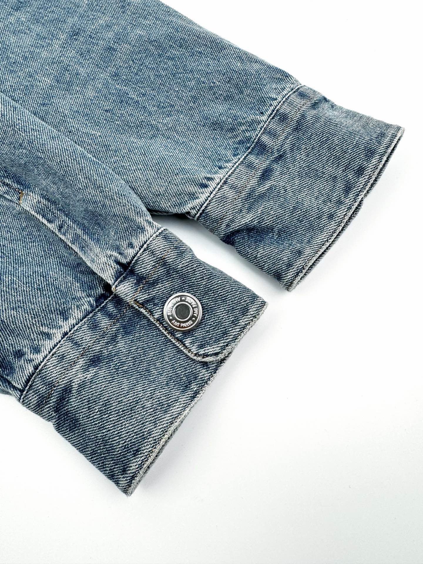 AMI Paris Ami de Cœur Oversized Logo Denim Shirt — Light Blue Wash