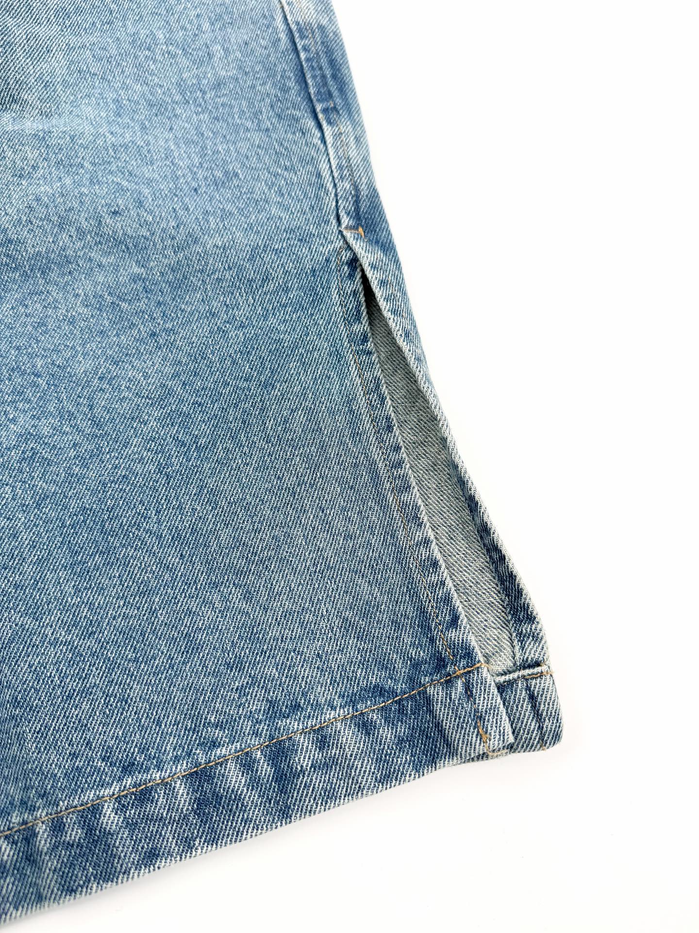 AMI Paris Ami de Cœur Oversized Logo Denim Shirt — Light Blue Wash