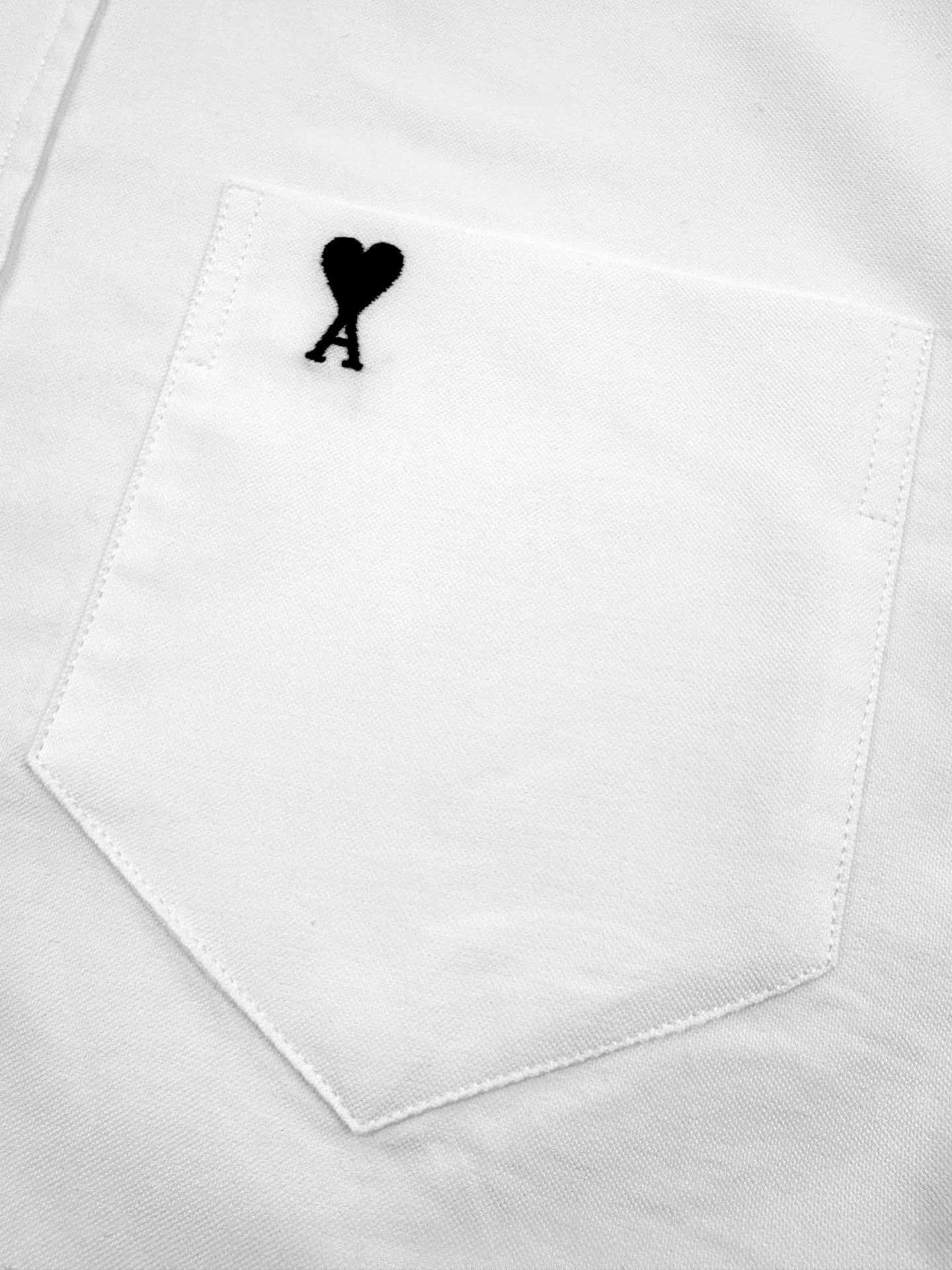 AMI Paris Ami de Cœur Oxford Cotton Button-Down Shirt — White
