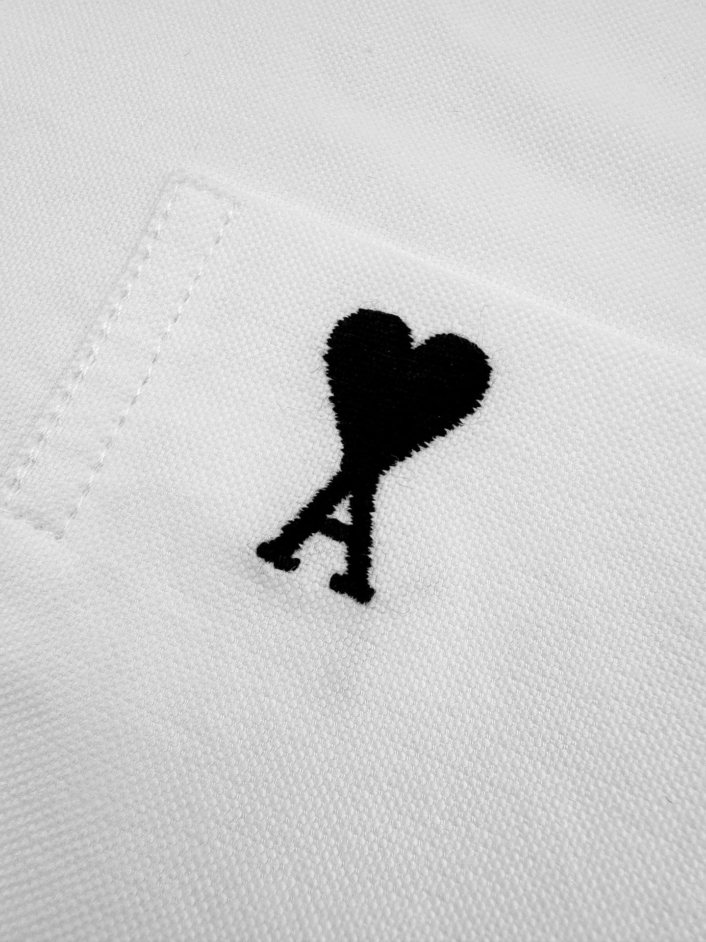 AMI Paris Ami de Cœur Oxford Cotton Button-Down Shirt — White