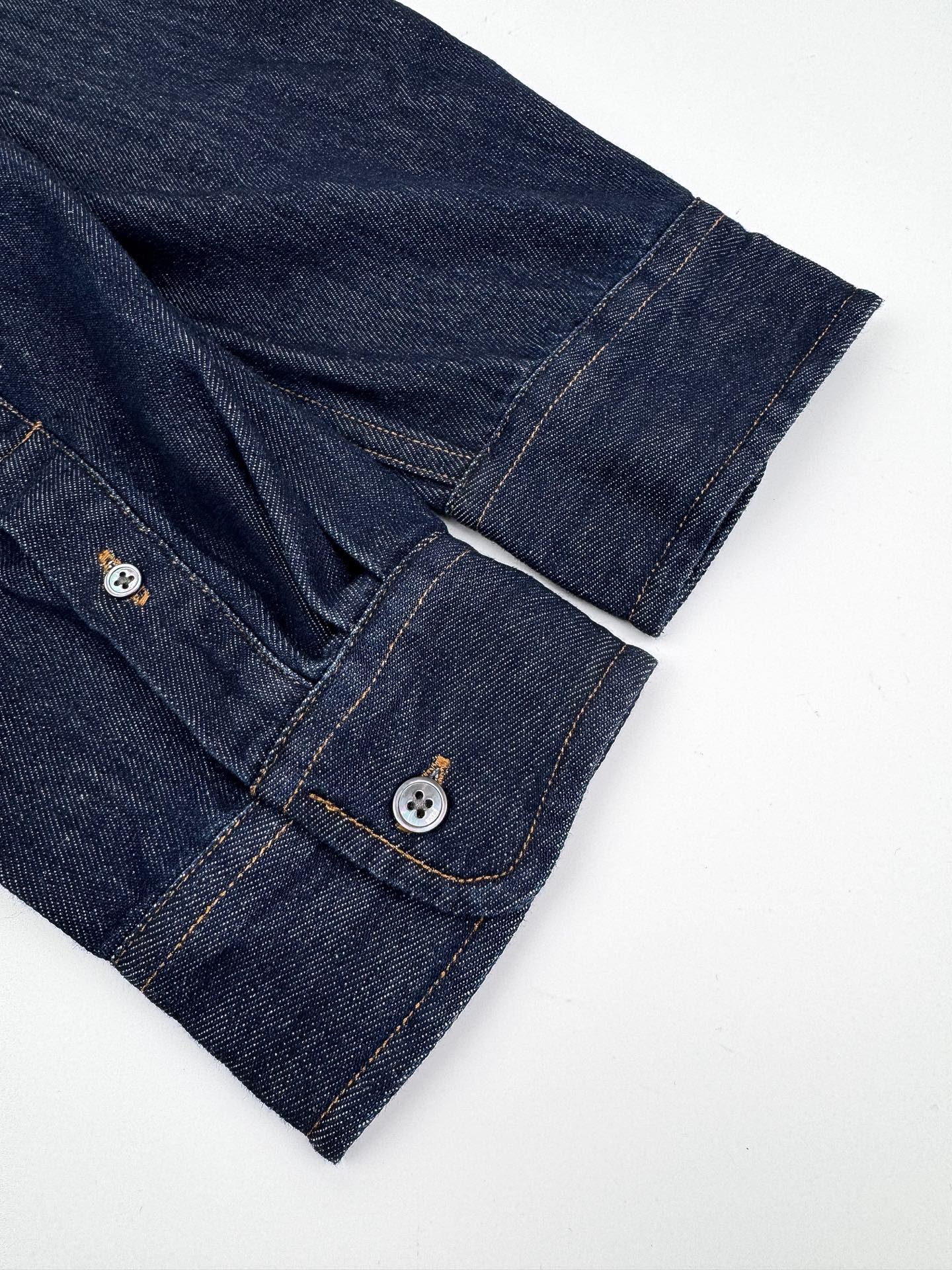 AMI Paris Ami de Cœur Raw Denim Button-Down Shirt — Indigo