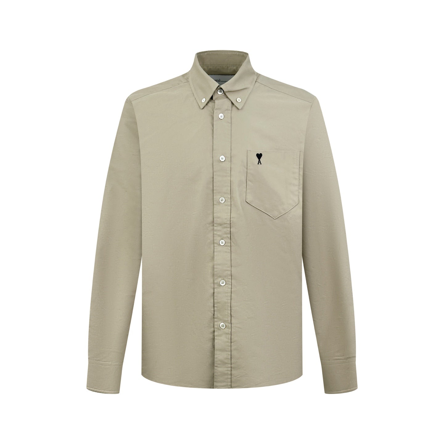 AMI Paris Ami de Cœur Oxford Cotton Button-Down Shirt — Sand