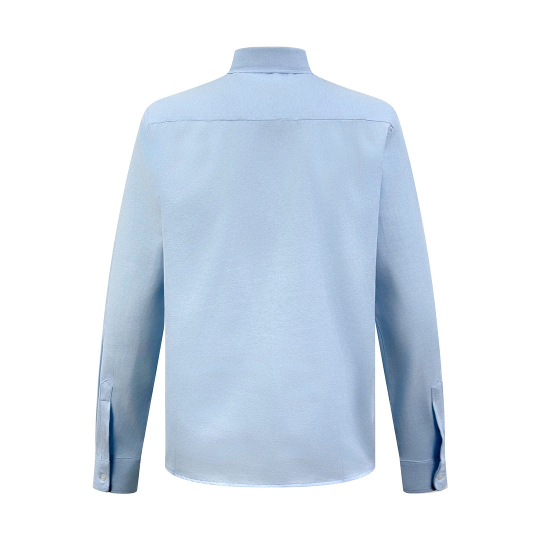 AMI Paris Ami de Cœur Oxford Cotton Button-Down Shirt — Sky Blue