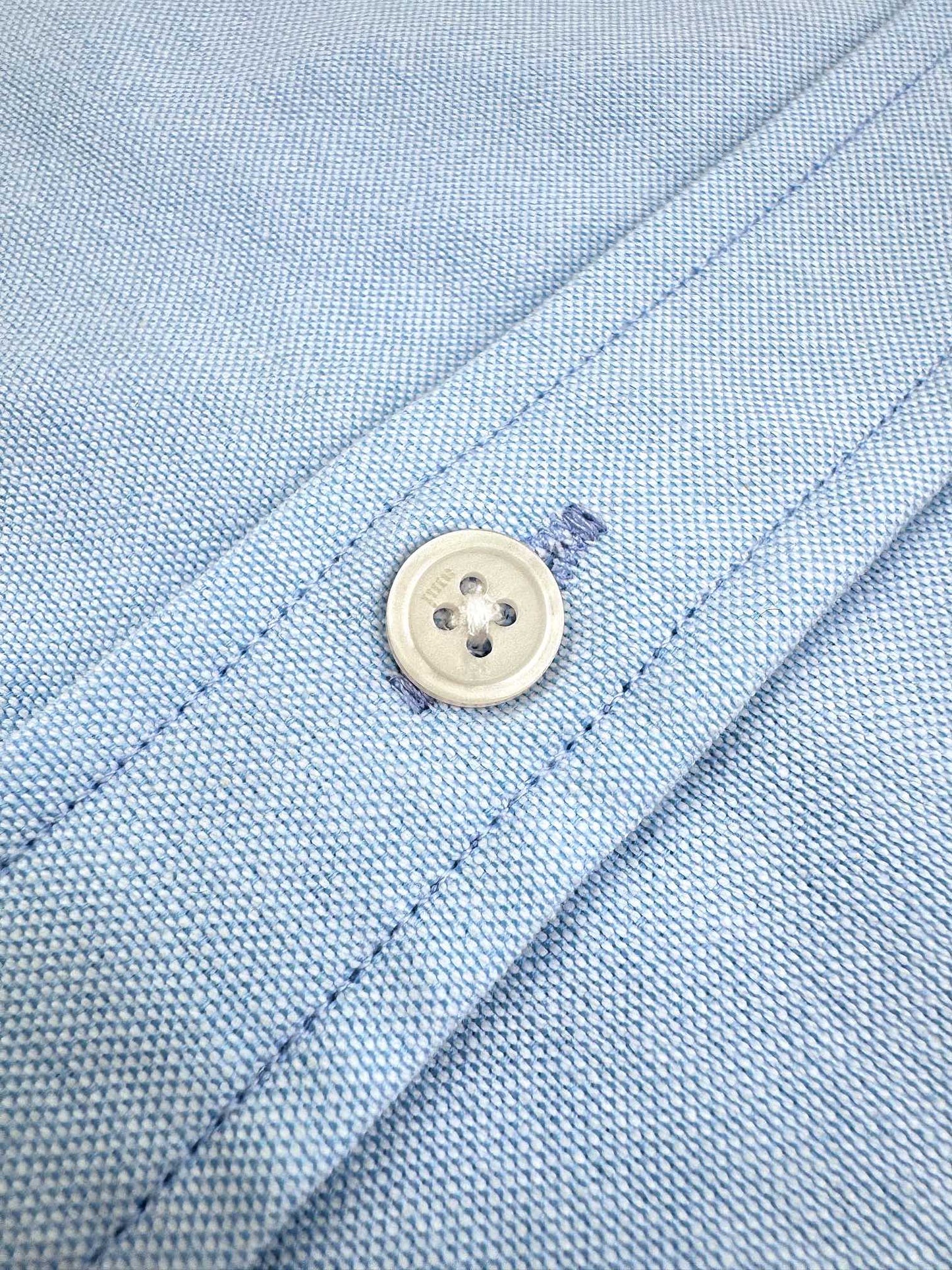 AMI Paris Ami de Cœur Oxford Cotton Button-Down Shirt — Sky Blue