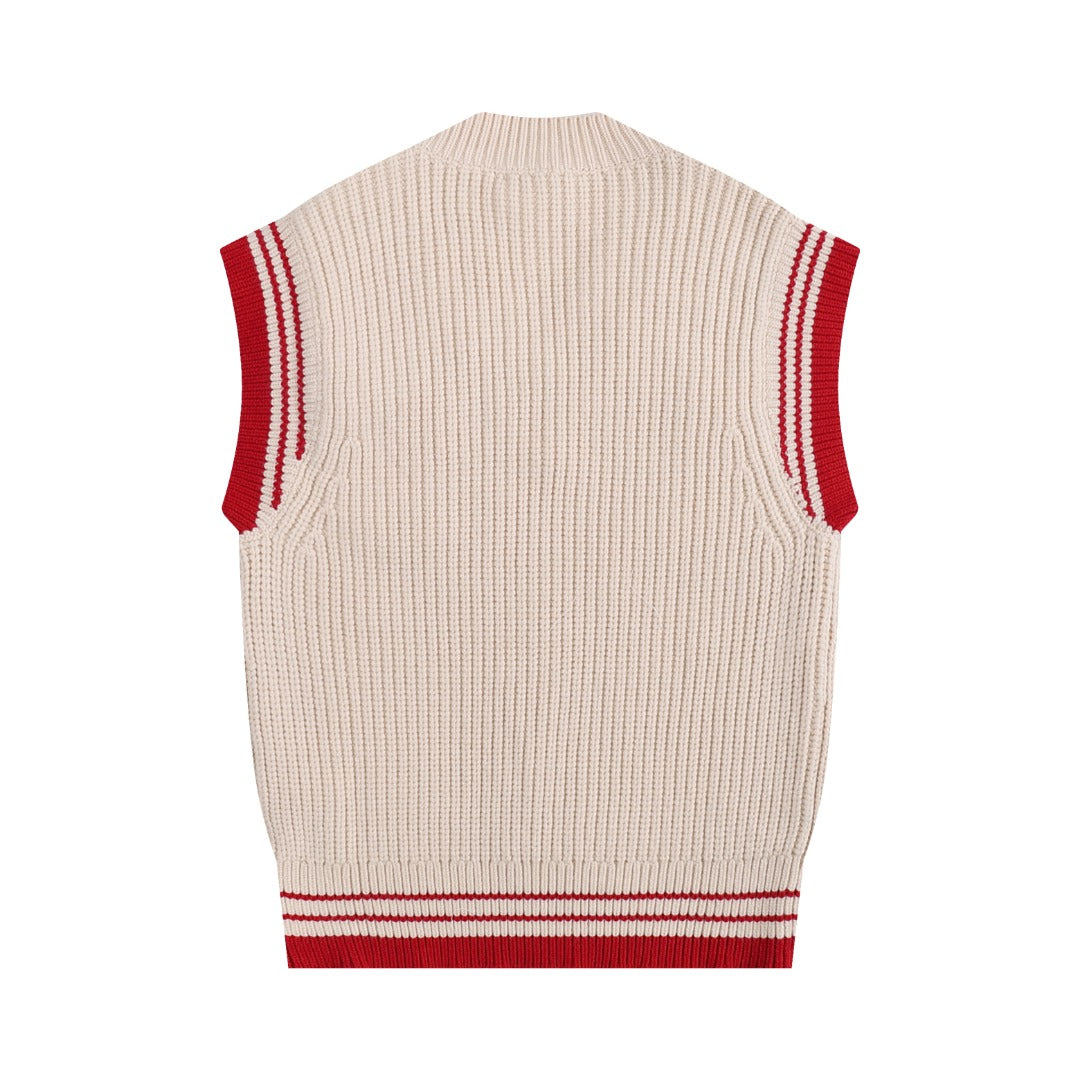 AMI Paris Ami de Cœur Varsity Stripe Knit Vest