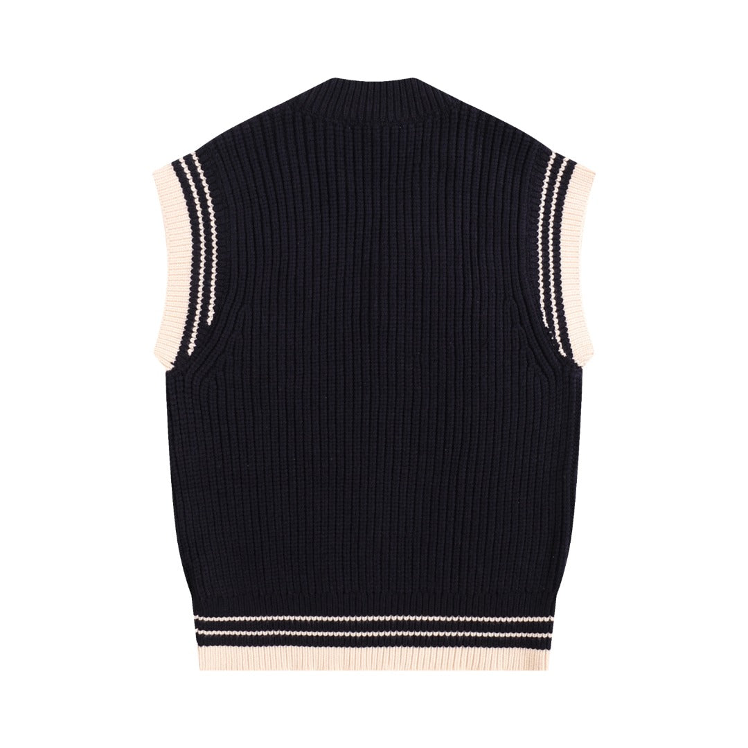 AMI Paris Ami de Cœur Varsity Stripe Knit Vest