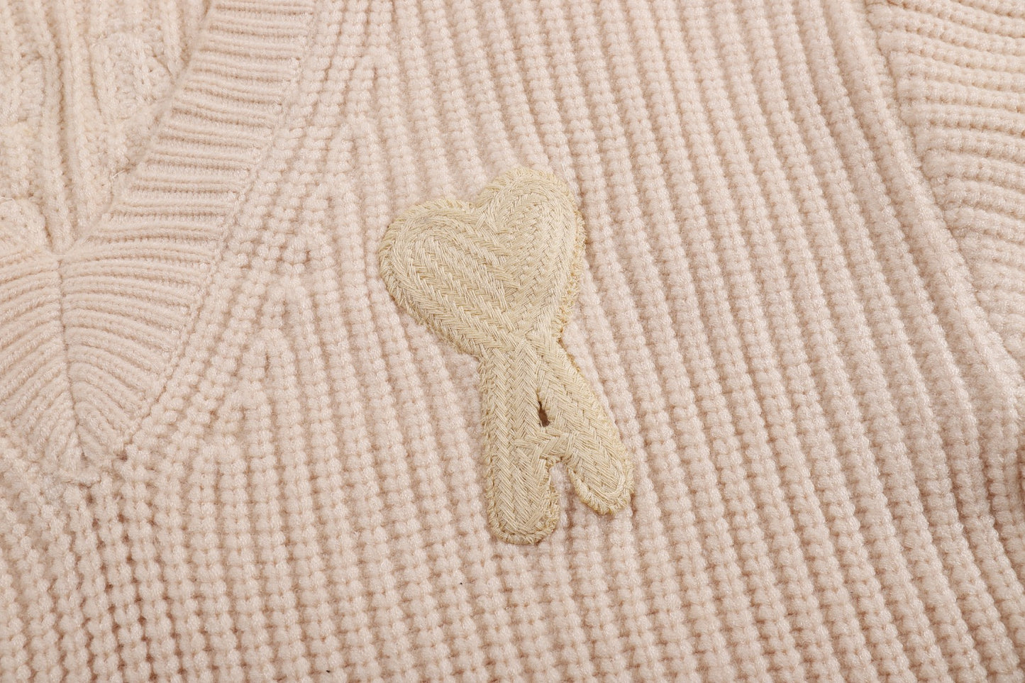 AMI Paris Ami de Cœur Varsity Stripe V-Neck Knit Sweater