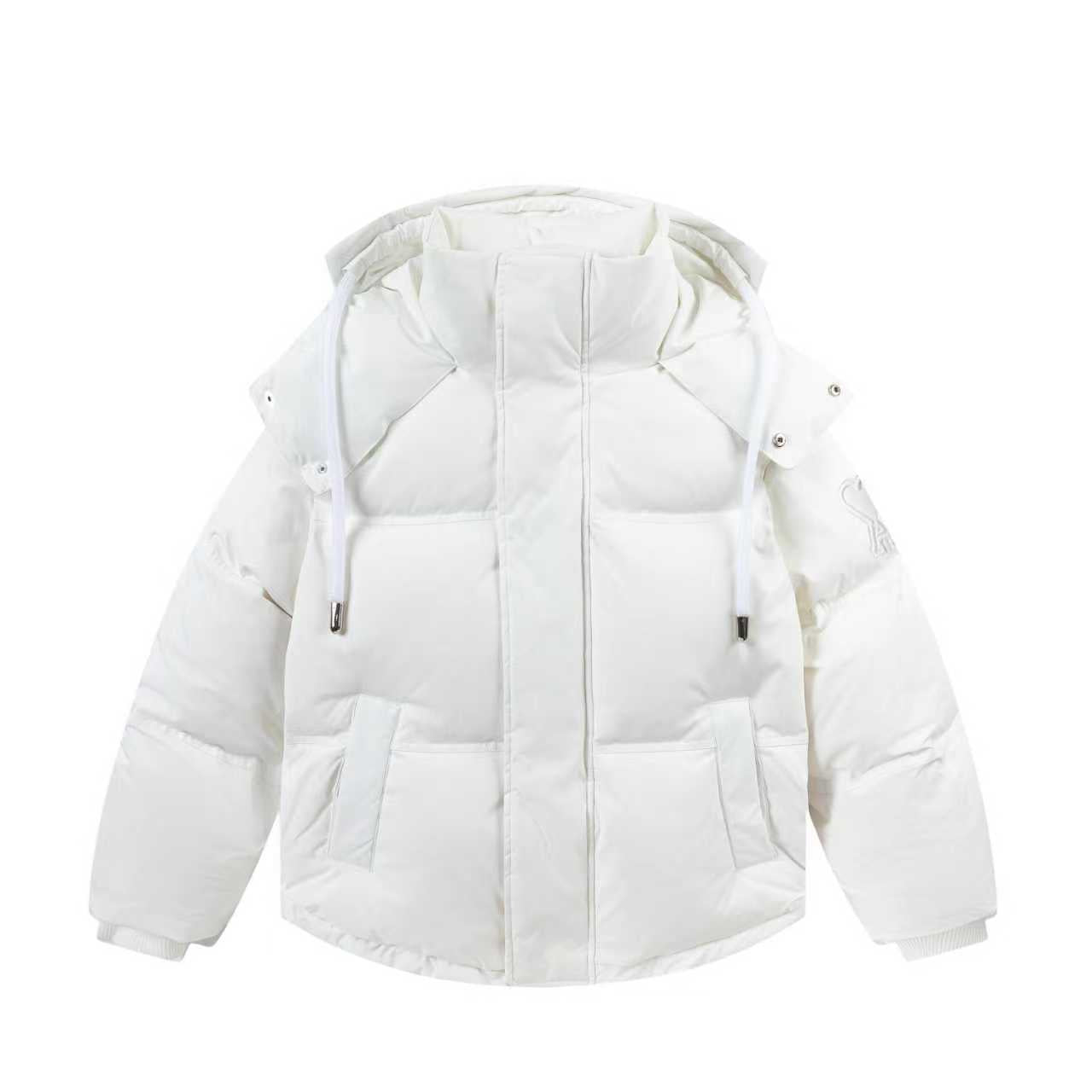 AMI Paris Ami de Cœur Hooded Down Puffer Jacket — White