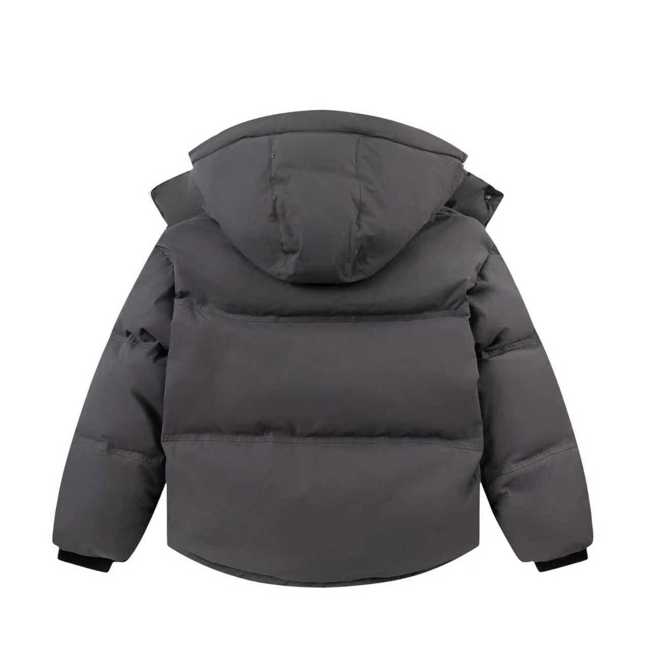 AMI Paris Ami de Cœur Hooded Down Puffer Jacket — Charcoal Grey