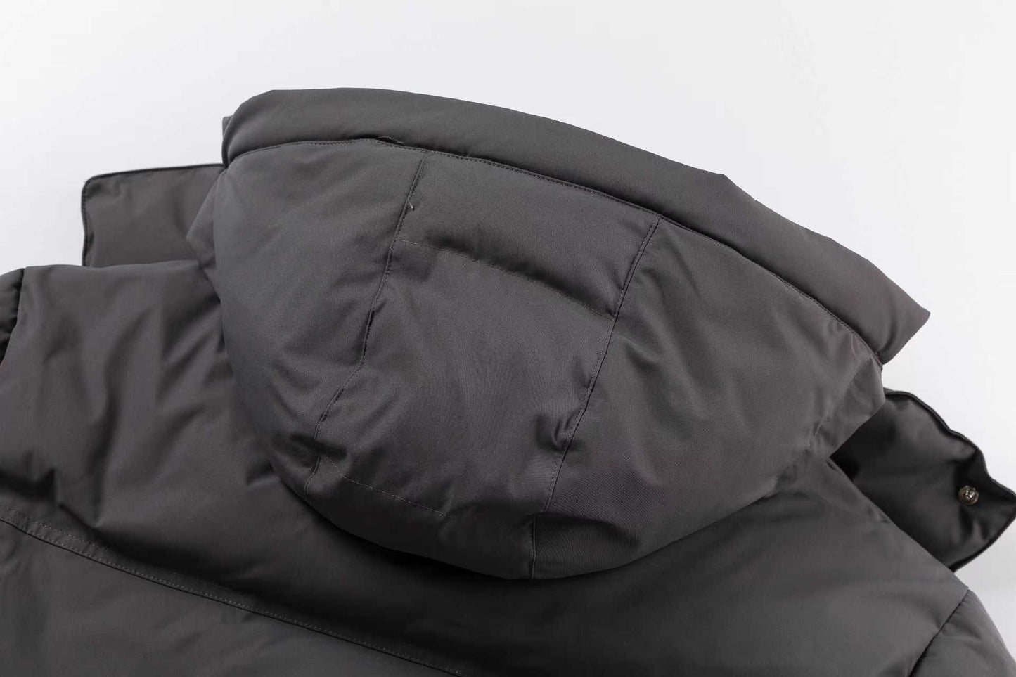 AMI Paris Ami de Cœur Hooded Down Puffer Jacket — Charcoal Grey