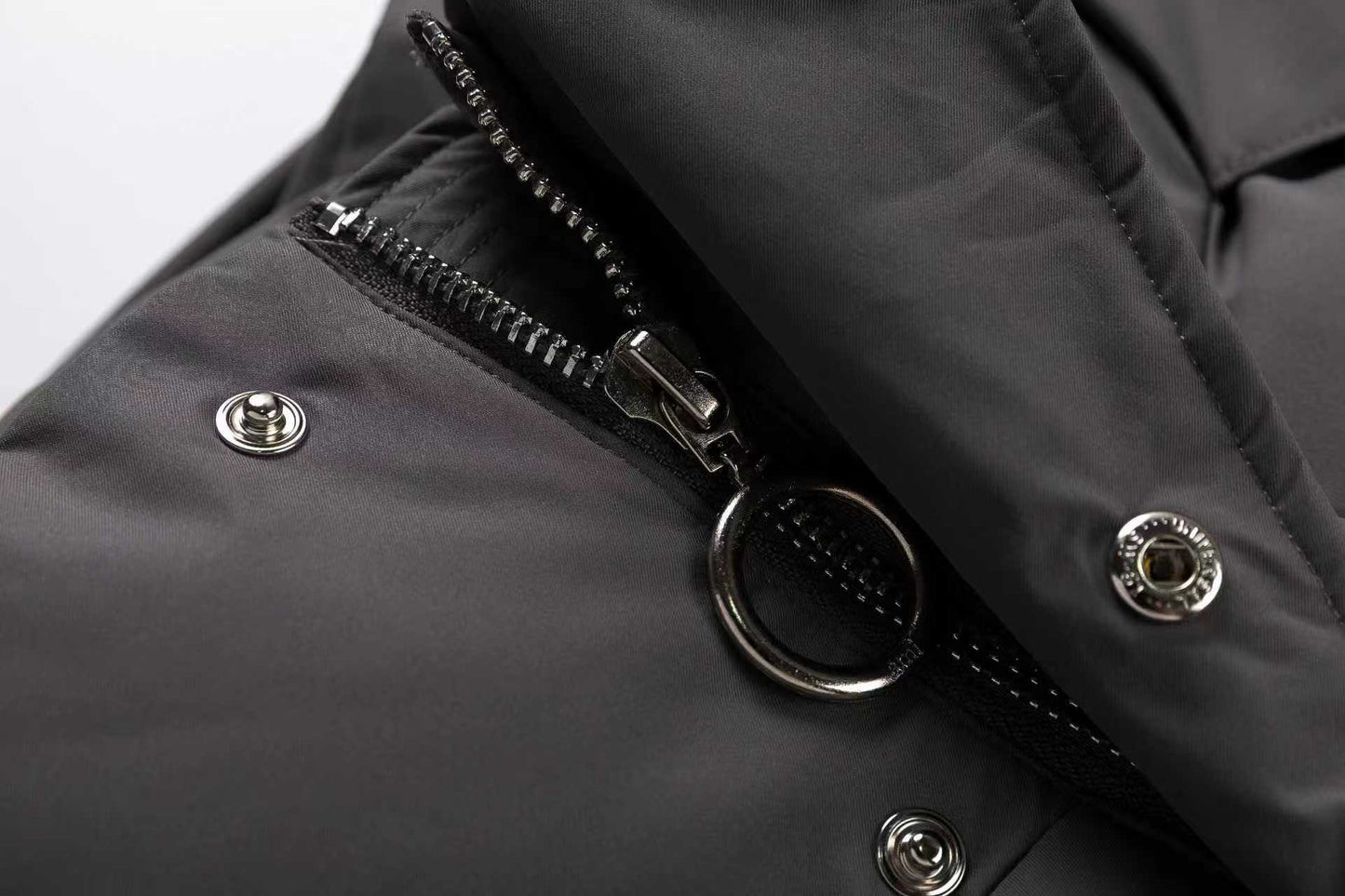 AMI Paris Ami de Cœur Hooded Down Puffer Jacket — Charcoal Grey