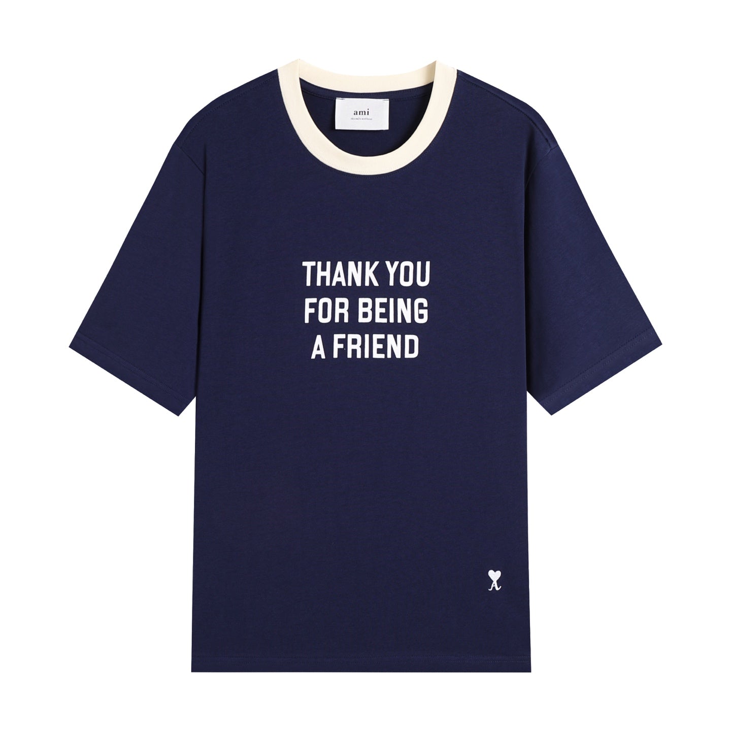 AMI Paris Thank You For Being A Friend Graphic T-Shirt — Navy