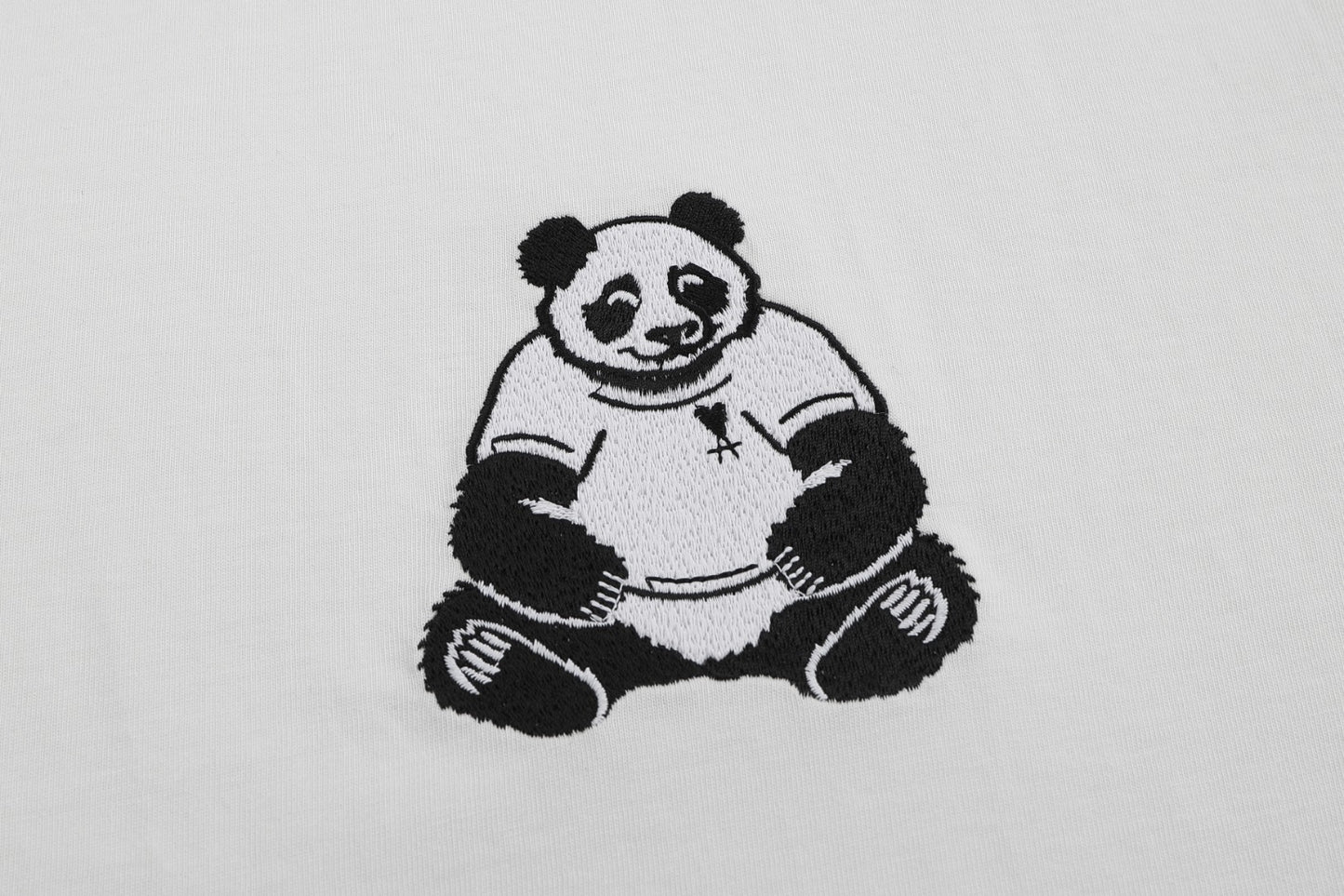 AMI Paris Panda Embroidered T-Shirt — White