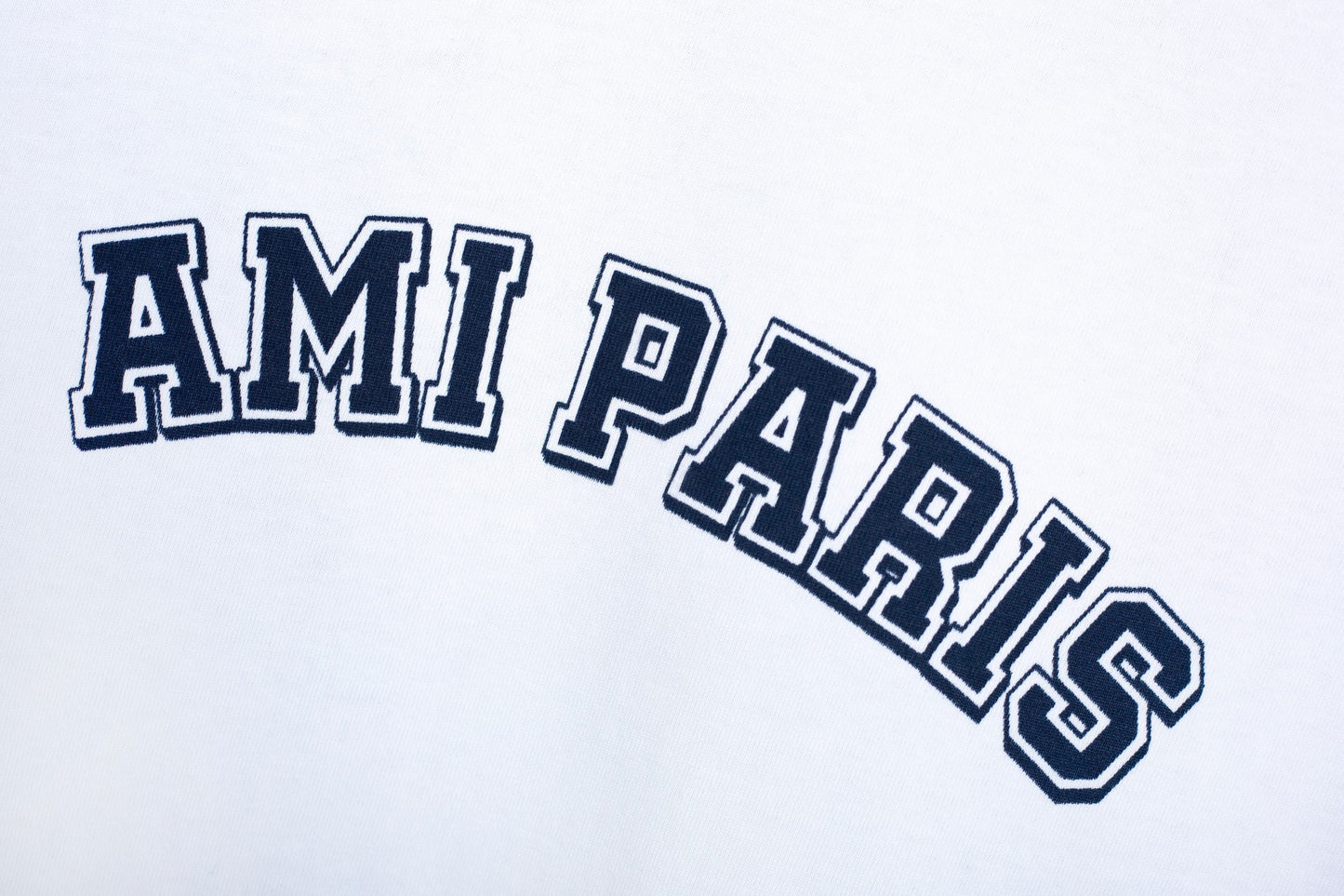 AMI Paris Arch Logo Ringer T-Shirt — White / Navy