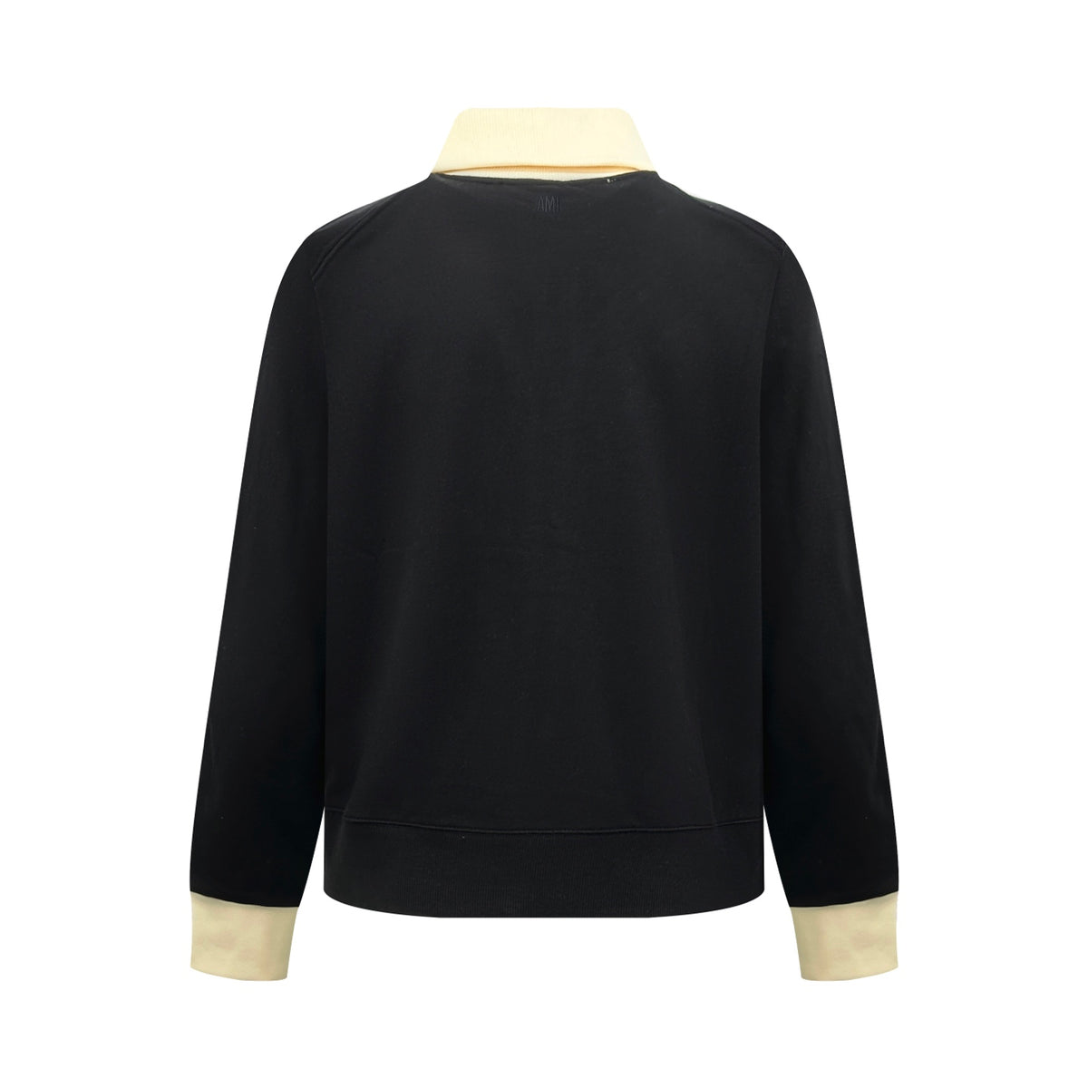 AMI Paris Ami de Cœur Contrast-Collar Zip Jacket – Black & Cream