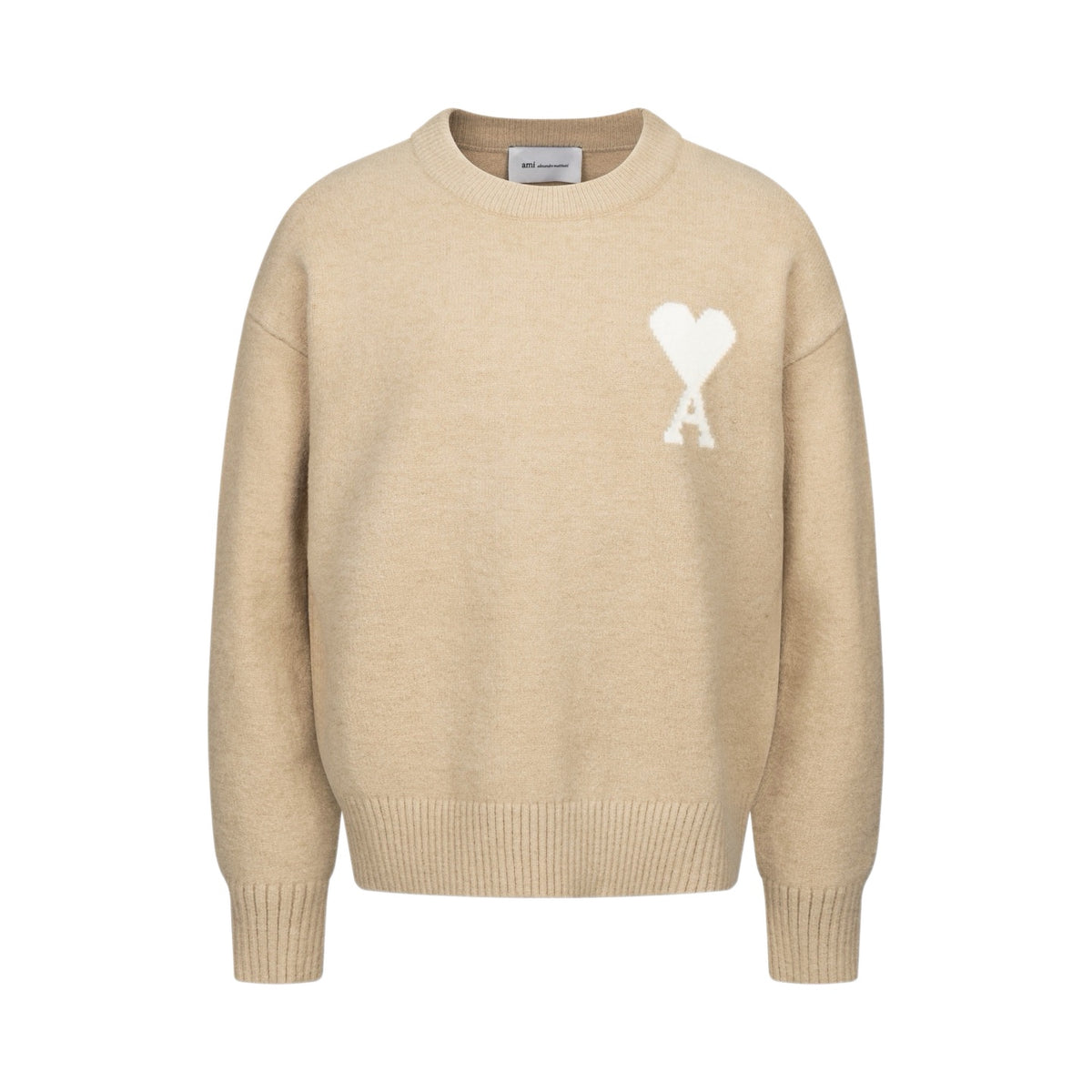 AMI Paris Ami de Cœur Crewneck Sweater – Beige