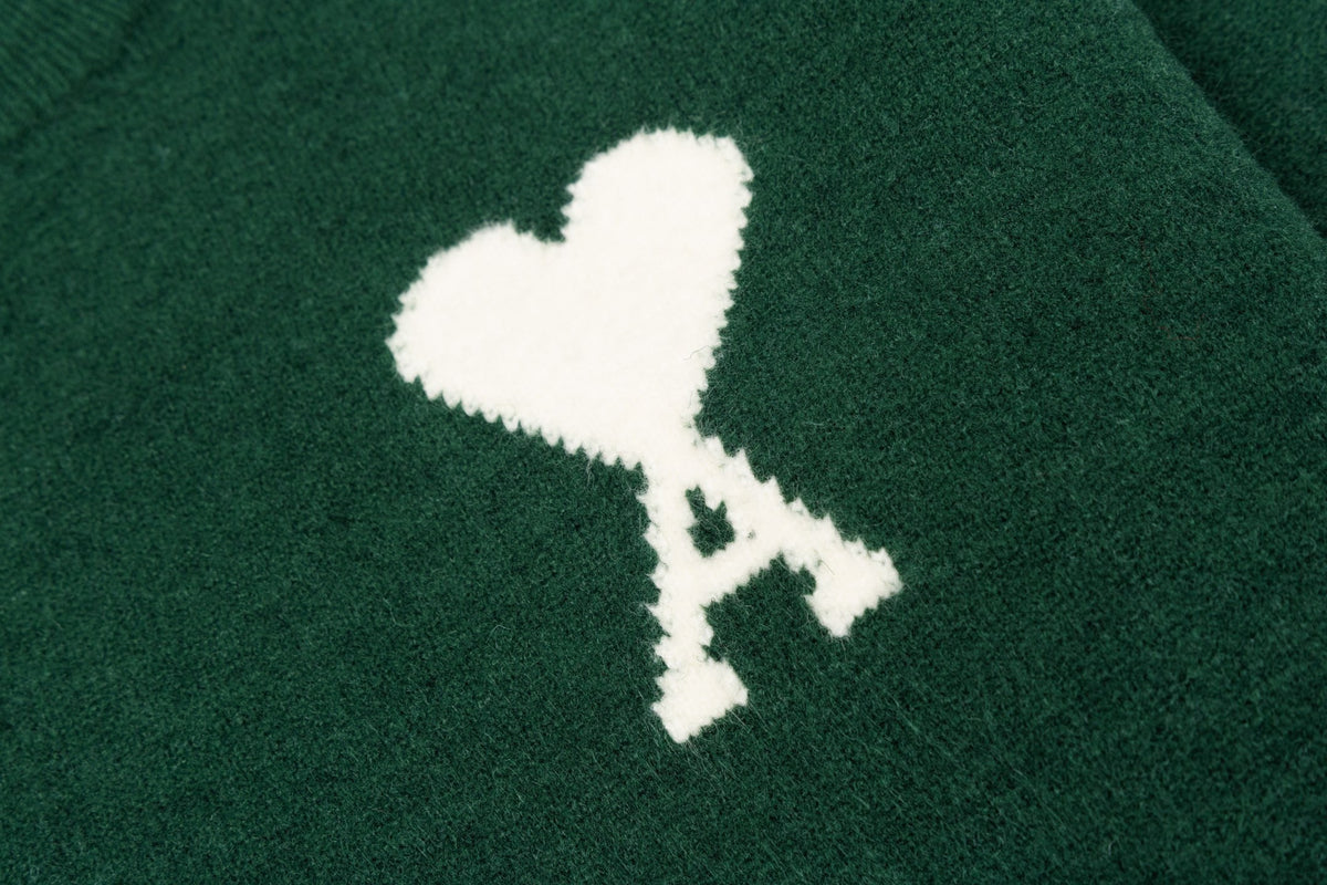 AMI Paris Ami de Cœur Crewneck Sweater – Forest Green
