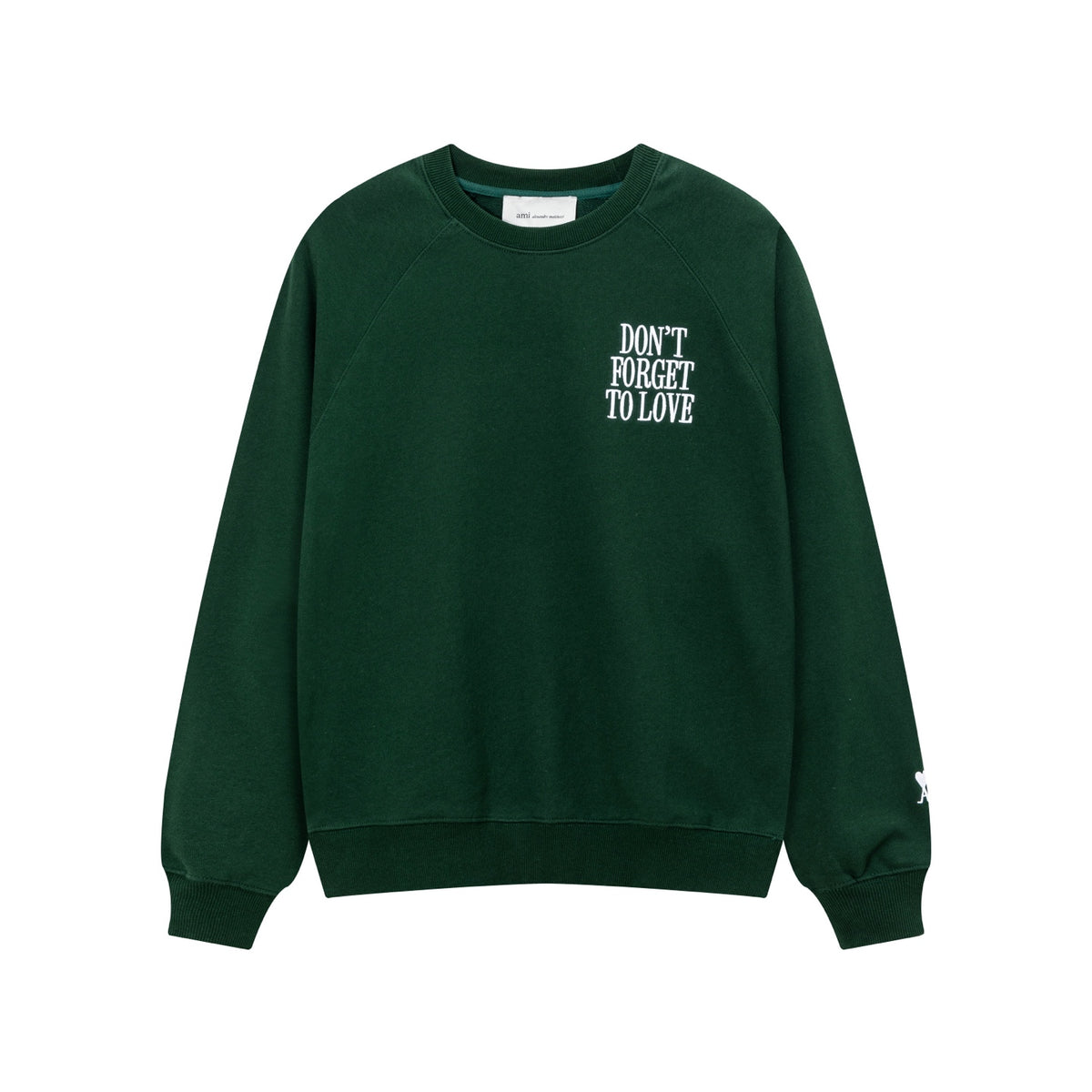 AMI Paris Don't Forget to Love Crewneck Sweatshirt – Dark Green