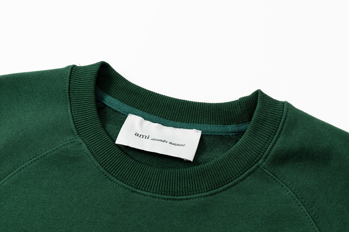 AMI Paris Don't Forget to Love Crewneck Sweatshirt – Dark Green