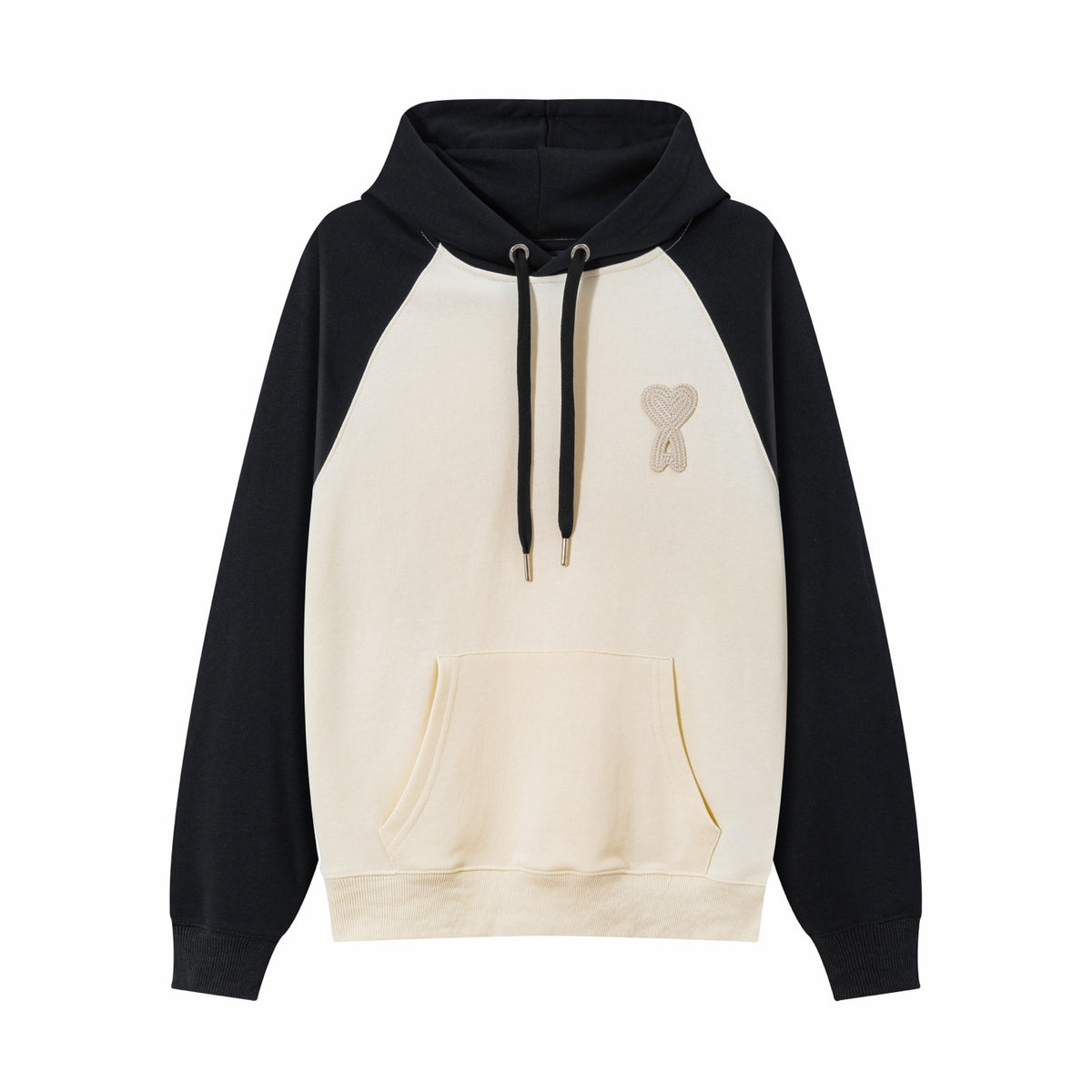 AMI Paris Ami de Cœur Raglan Hoodie – Cream & Black