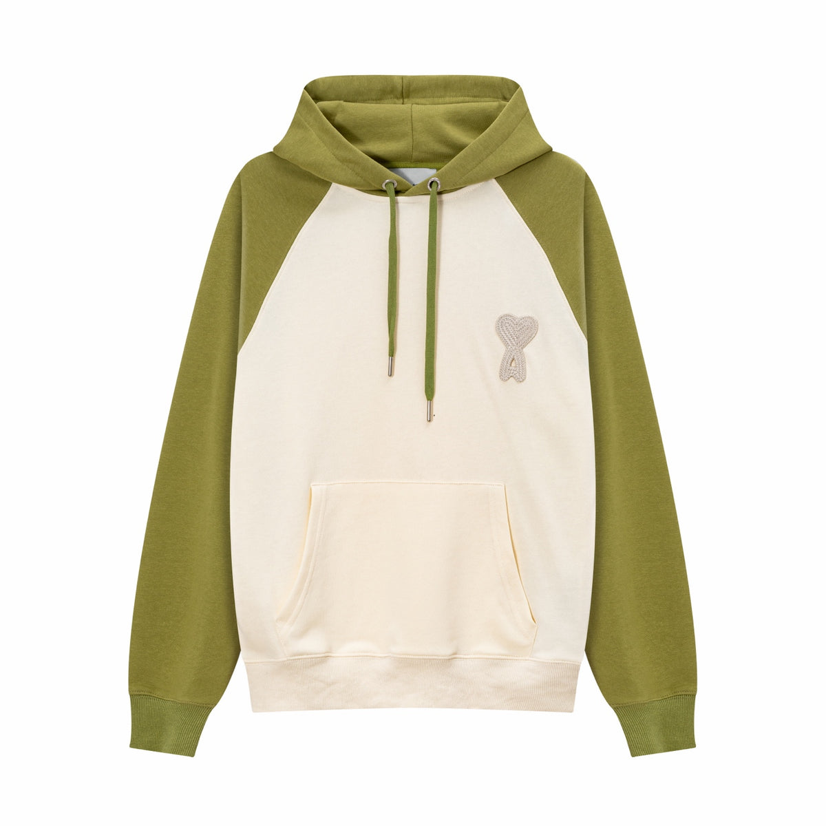 AMI Paris Ami de Cœur Raglan Hoodie – Cream & Olive