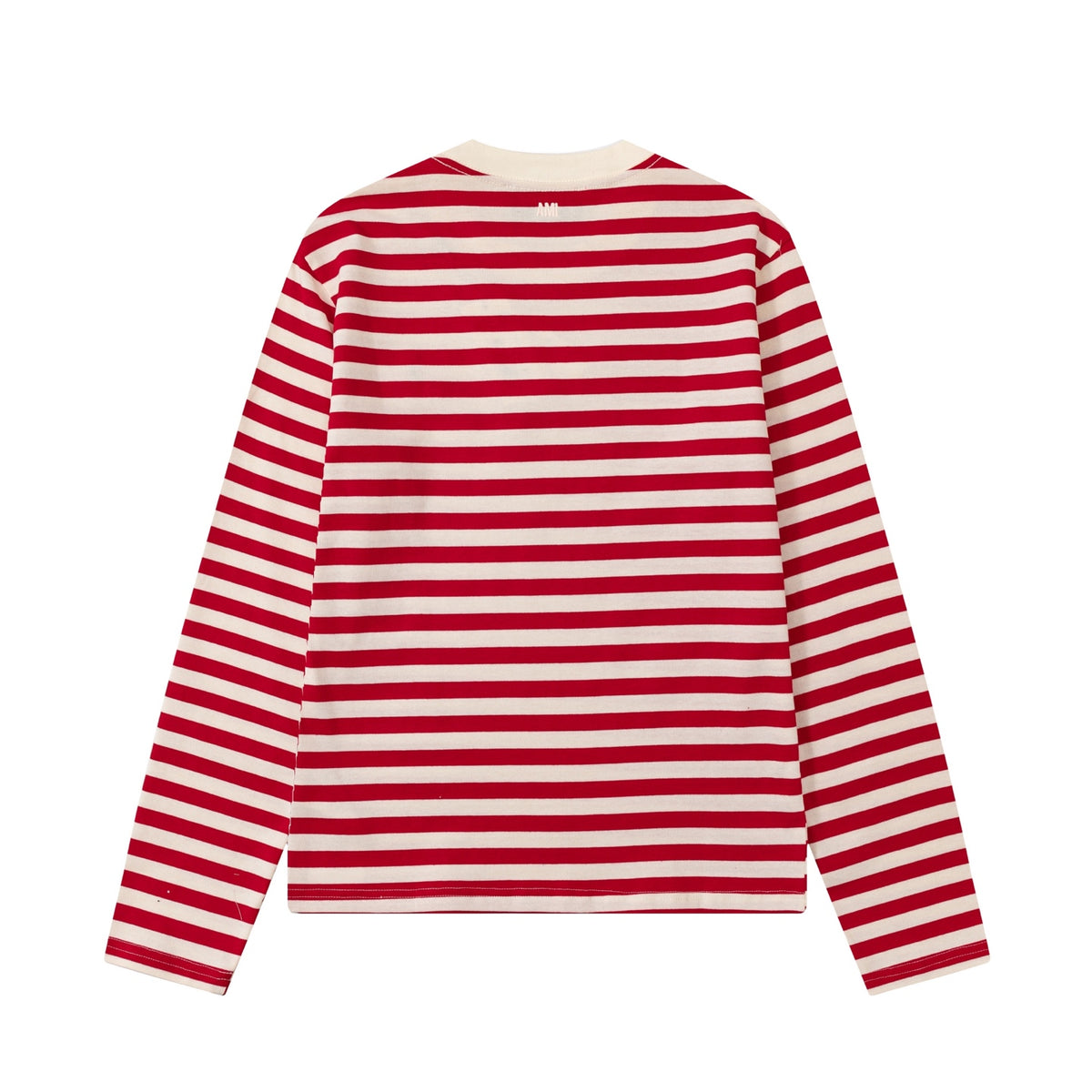 AMI Paris Ami de Cœur Striped Long-Sleeve T-Shirt – Red & Cream