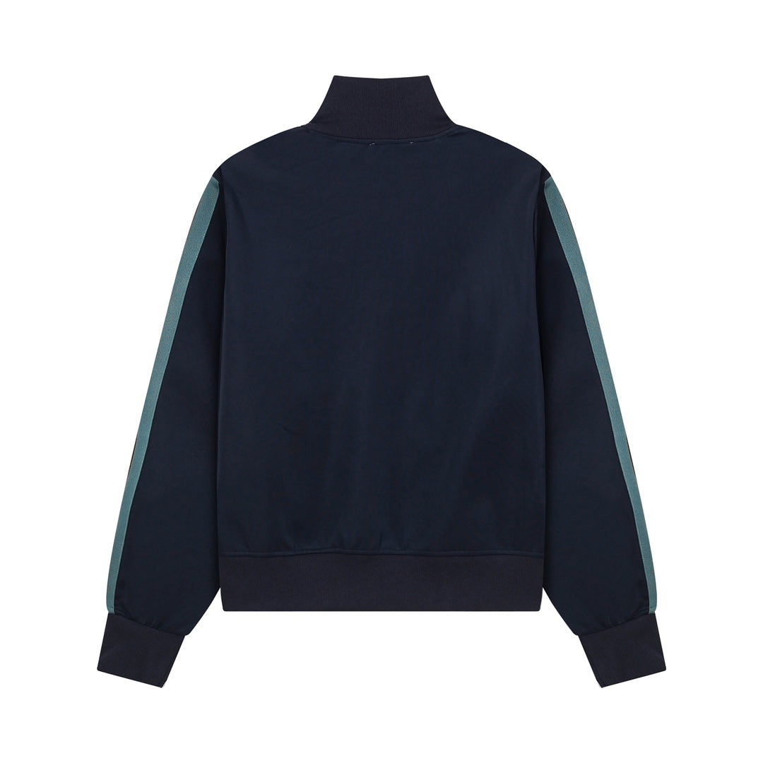 AMI Paris Sleeve-Stripe Zip Track Jacket – Navy & Sage