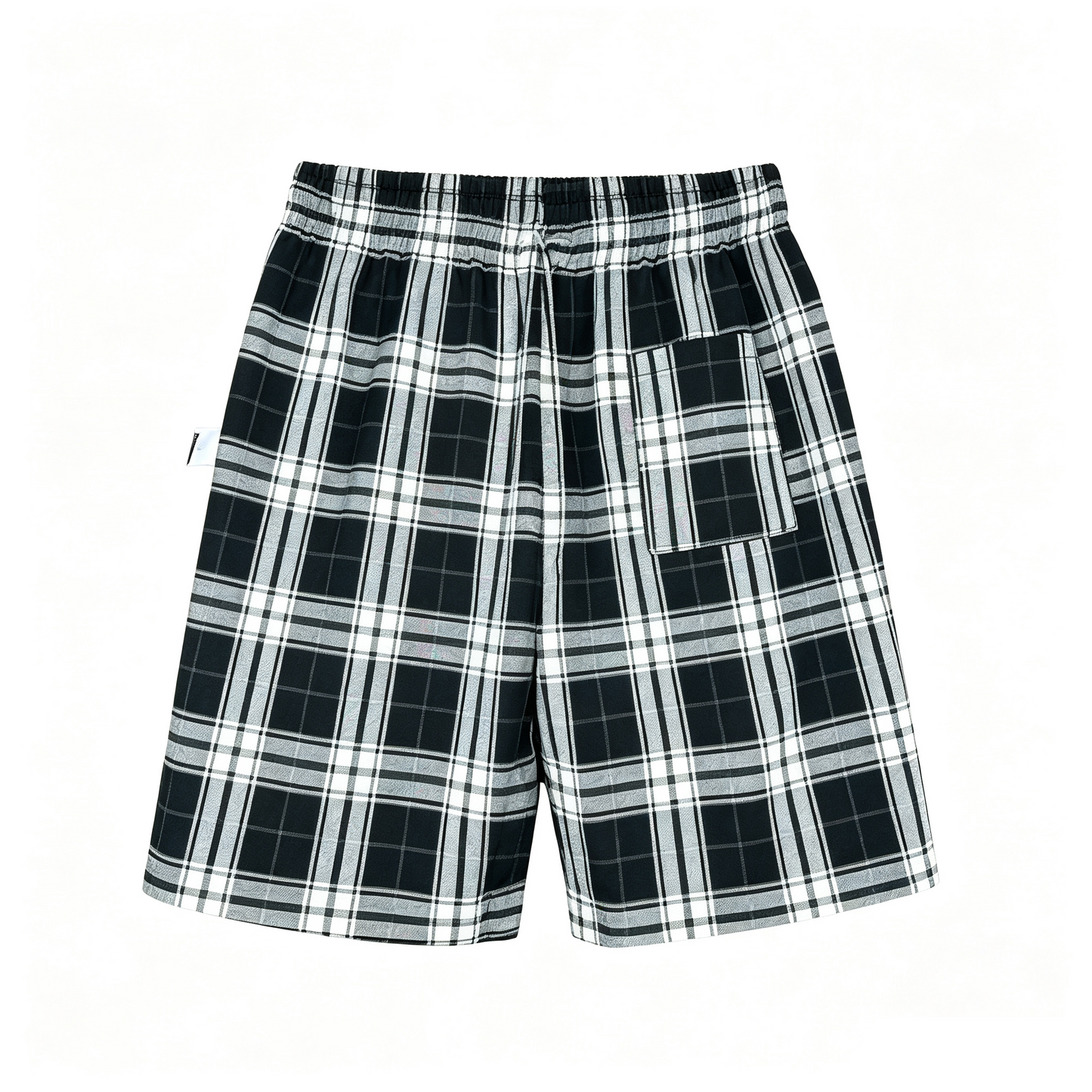 AMI Paris Ami de Cœur Chenille Logo Plaid Shorts — Black / White