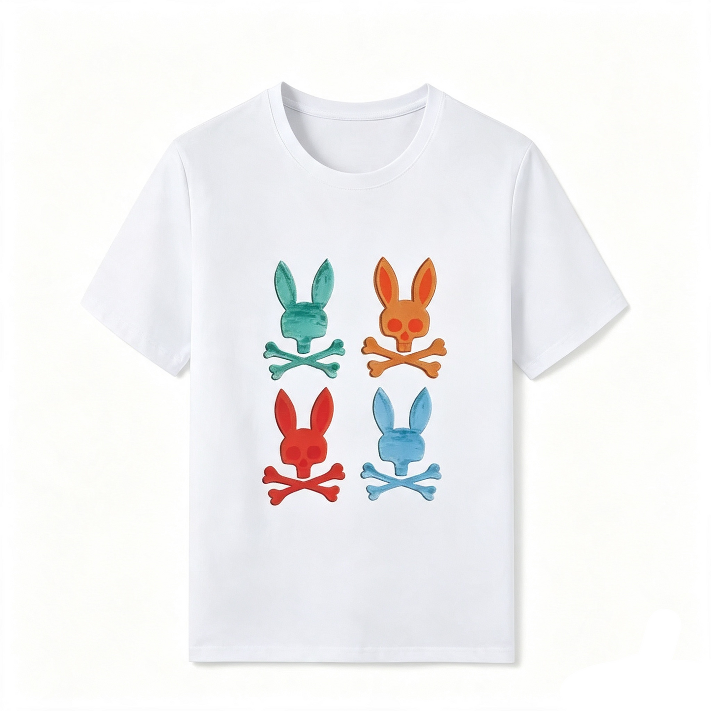 Psycho Bunny Pop Art Grid Tee – White Four-Color Warhol-Inspired Streetwear T-Shirt