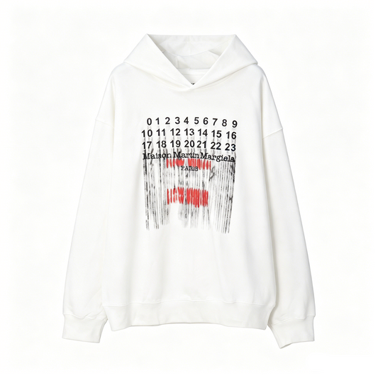 Maison Martin Margiela Numeric Sequence Distressed Graphic Hoodie