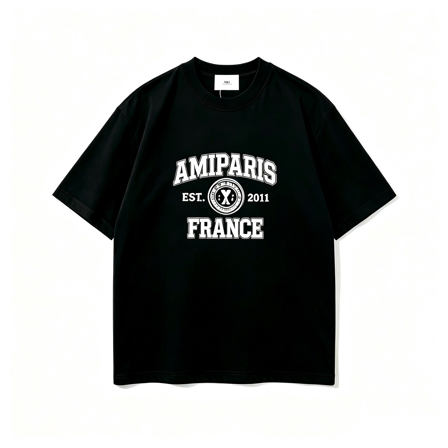 AMI Paris France Est. 2011 Collegiate Graphic T-Shirt — Black