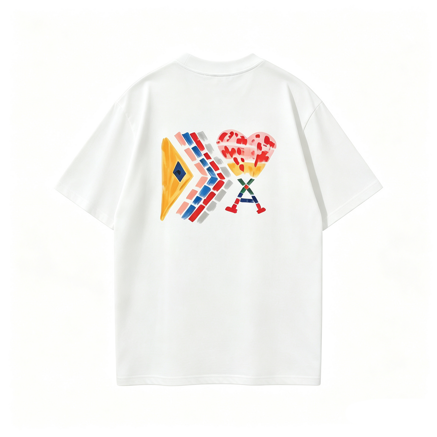 AMI Paris Ami de Cœur Watercolour Back-Print T-Shirt — White
