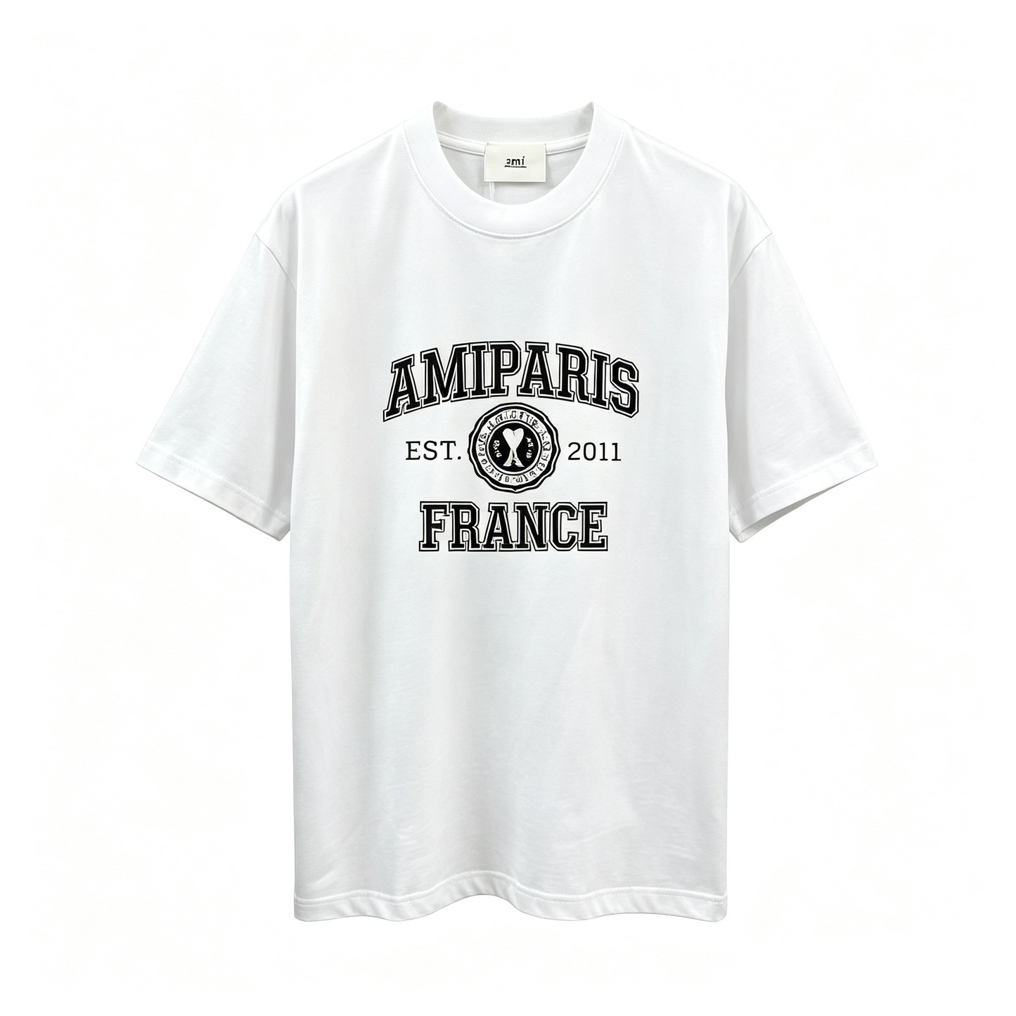 AMI Paris France Est. 2011 Collegiate Graphic T-Shirt — White