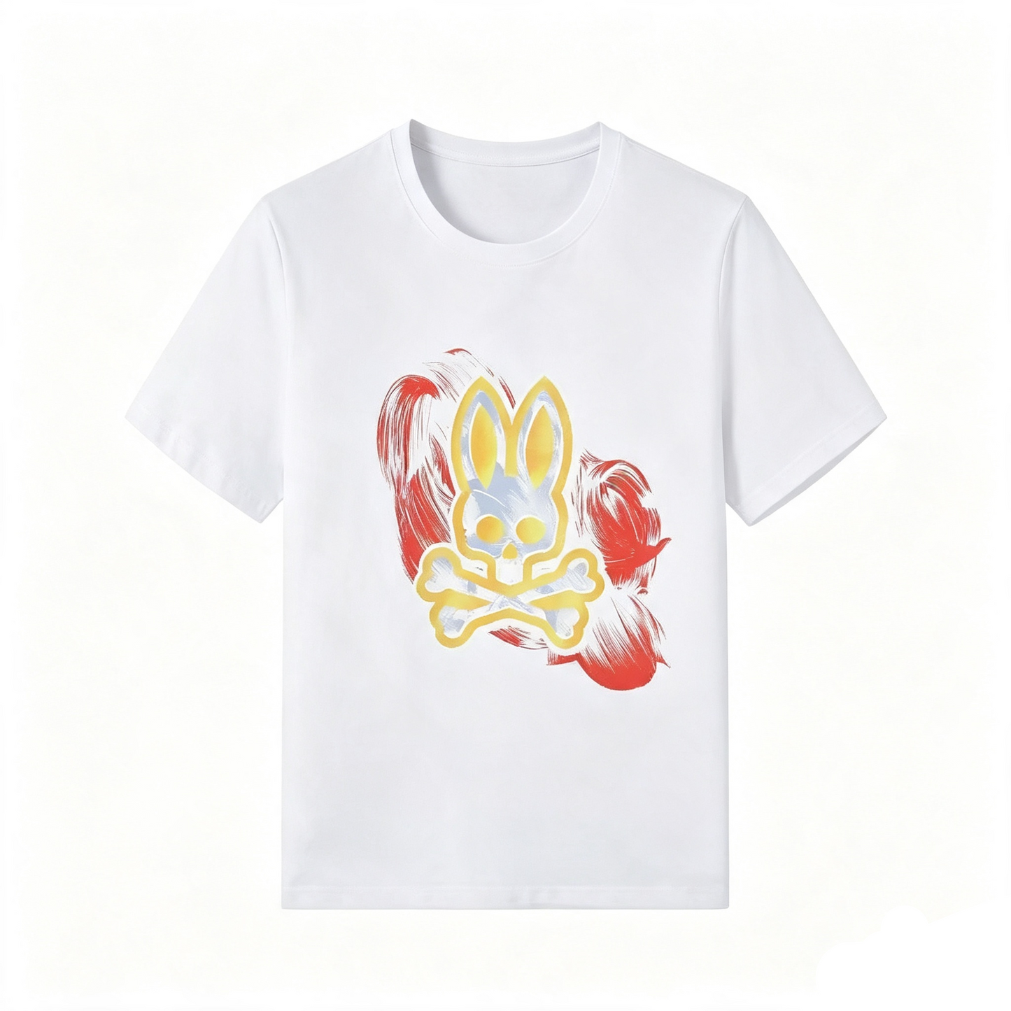 Psycho Bunny Brushstroke Heart Tee – White Red Bold Romance Streetwear T-Shirt