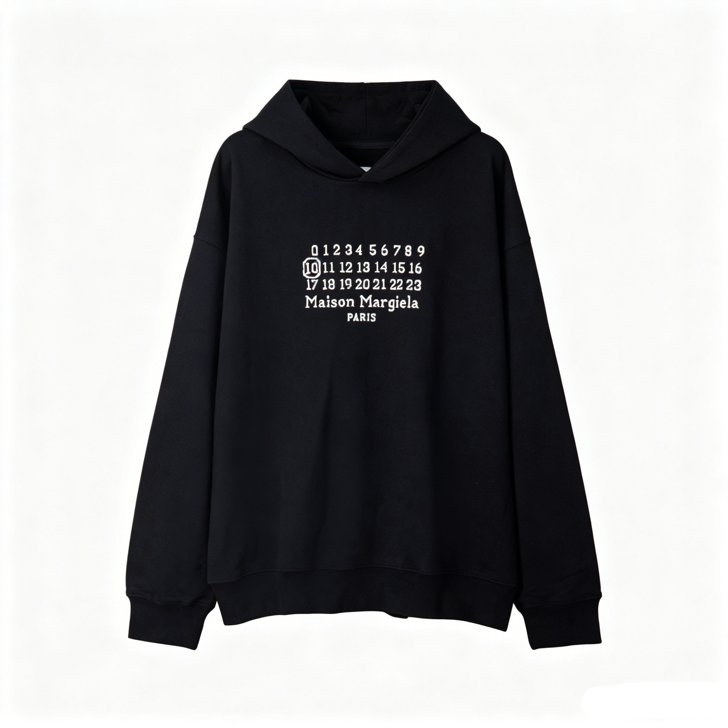 Maison Margiela White Embroidered Numeric Sequence Pullover Hoodie