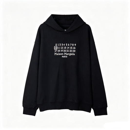 Maison Margiela White Embroidered Numeric Sequence Pullover Hoodie