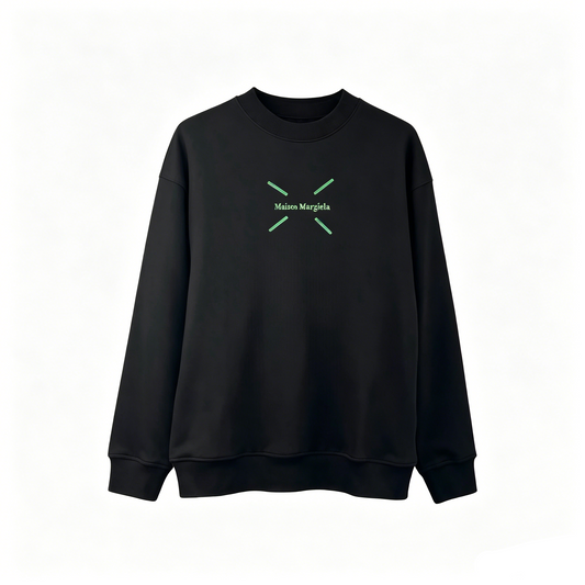 Maison Margiela Green Four-Stitch Cross Logo Crewneck Sweatshirt