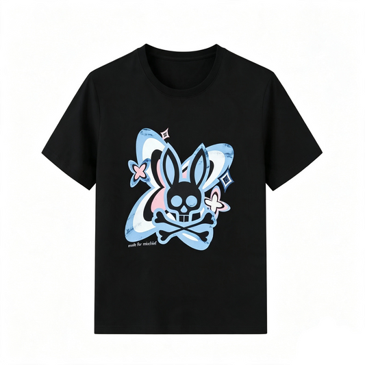 Psycho Bunny Star Orbit Tee – Black Y2K Celestial Streetwear T-Shirt