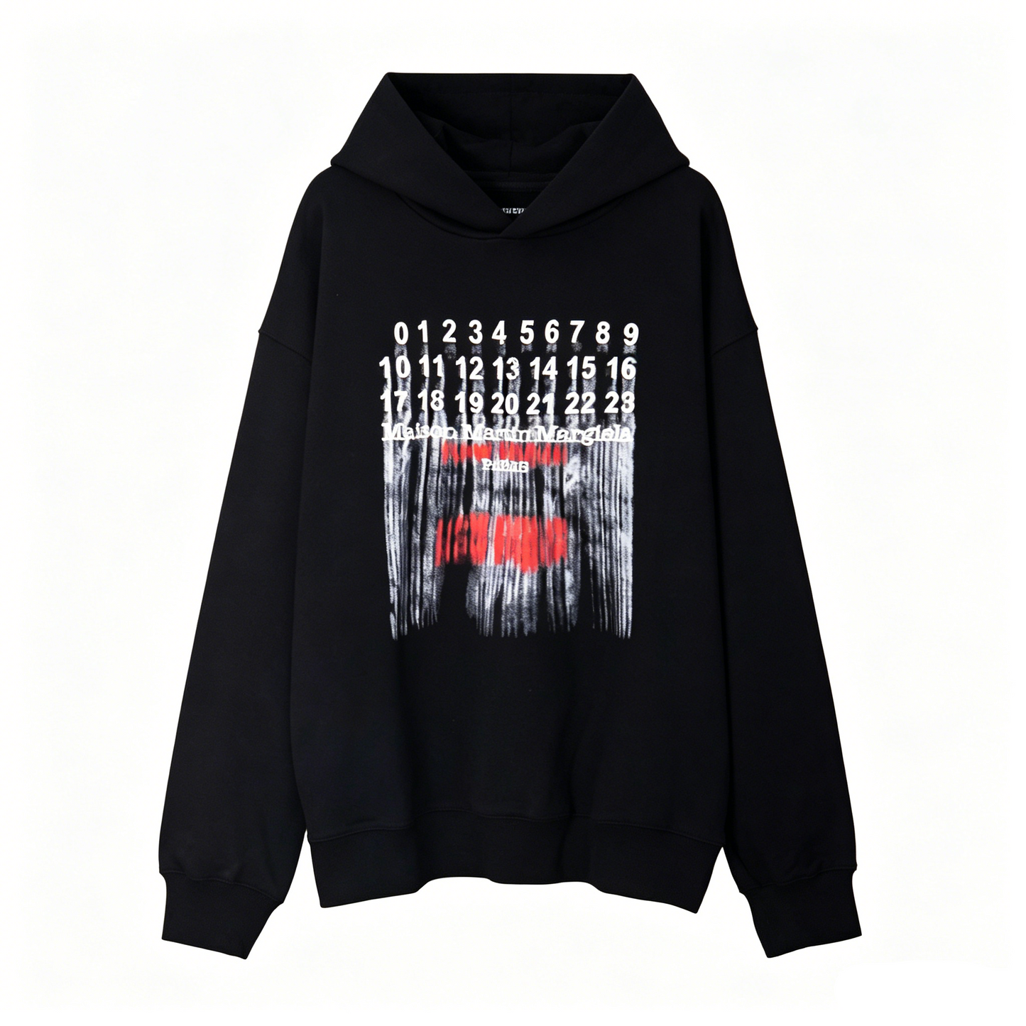 Maison Martin Margiela Numeric Sequence Distressed Graphic Hoodie