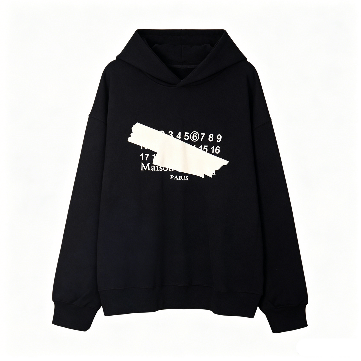 Maison Margiela Brushstroke Overlay Numeric Print Pullover Hoodie