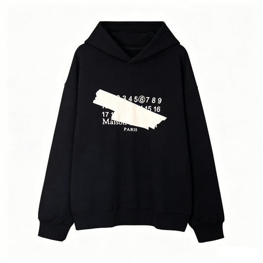 Maison Margiela Brushstroke Overlay Numeric Print Pullover Hoodie
