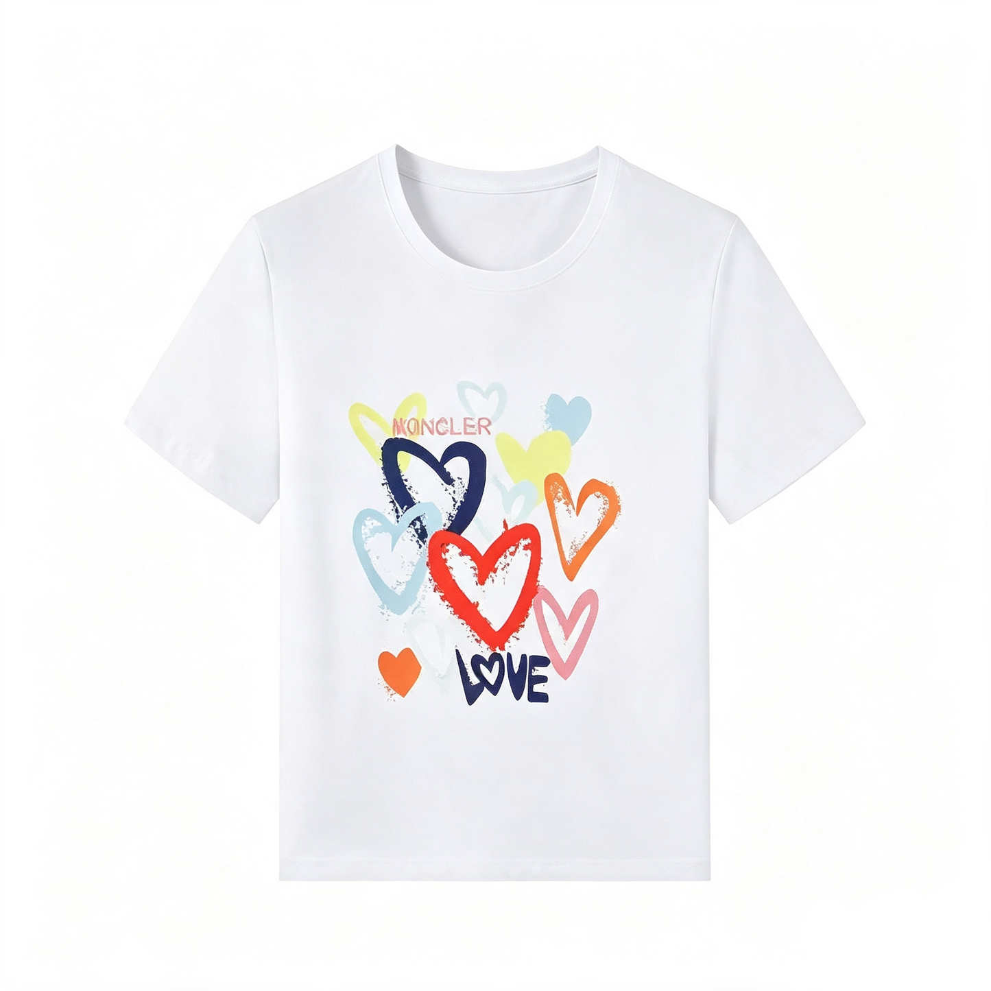 Psycho Bunny Multicolor Heart Graffiti Tee – White Stacked Love Sketch Streetwear T-Shirt