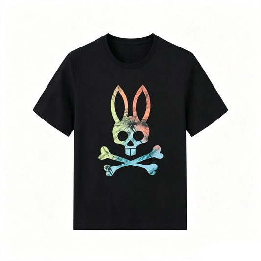 Psycho Bunny Washed Gradient Icon Tee – Black Oversized Streetwear T-Shirt