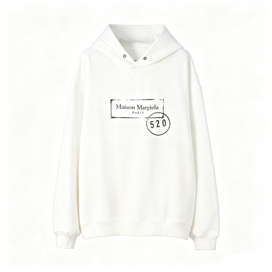 Maison Margiela Paris Distressed Postmark Stamp Graphic Pullover Hoodie