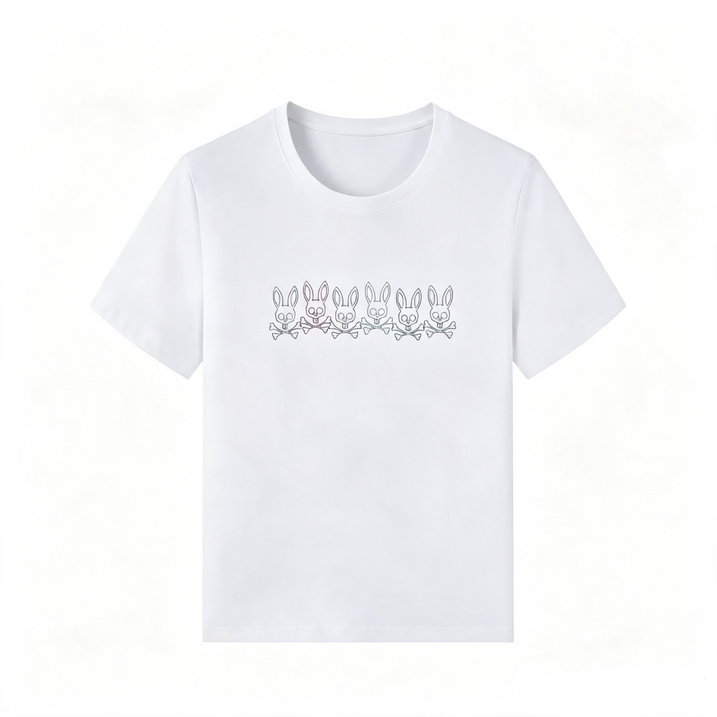 Psycho Bunny Repeat Line Tee – White Minimalist Streetwear T-Shirt