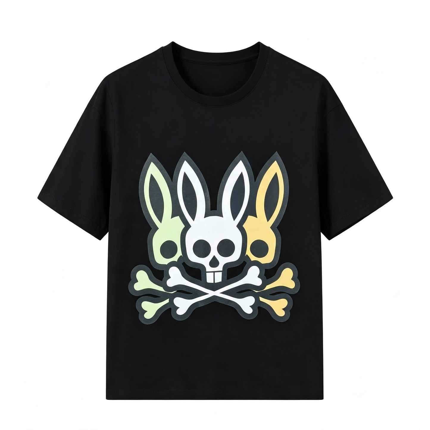 Psycho Bunny Triple Icon Tee – Black Tricolor Layered Streetwear T-Shirt